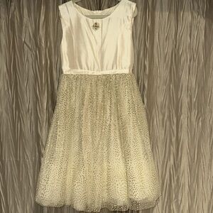 Fleurisse 100% silk tulle girls designer formal dress wedding flower girl gold 8
